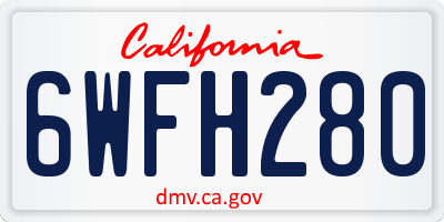 CA license plate 6WFH280