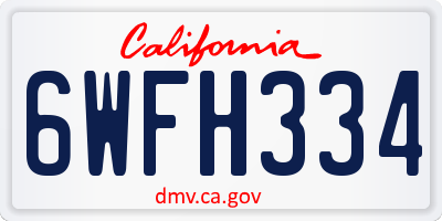 CA license plate 6WFH334