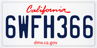 CA license plate 6WFH366