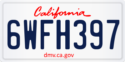 CA license plate 6WFH397