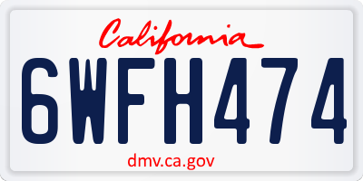 CA license plate 6WFH474