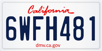 CA license plate 6WFH481