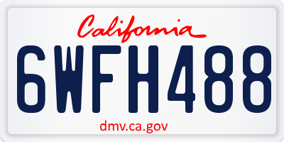 CA license plate 6WFH488