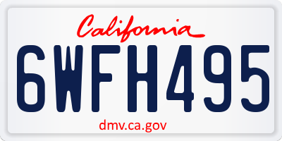 CA license plate 6WFH495