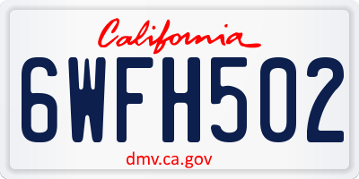 CA license plate 6WFH502