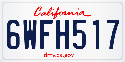 CA license plate 6WFH517