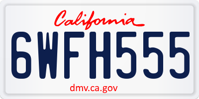 CA license plate 6WFH555