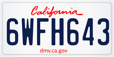 CA license plate 6WFH643