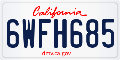 CA license plate 6WFH685