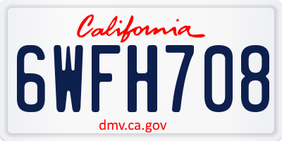 CA license plate 6WFH708