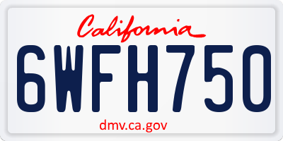 CA license plate 6WFH750