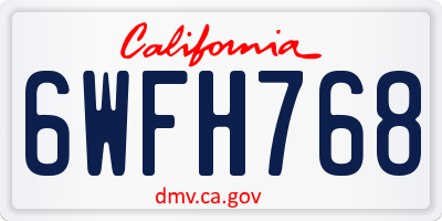 CA license plate 6WFH768
