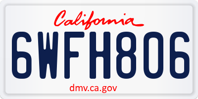 CA license plate 6WFH806