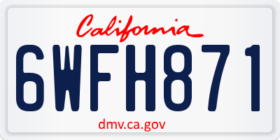 CA license plate 6WFH871