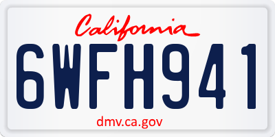 CA license plate 6WFH941