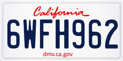 CA license plate 6WFH962