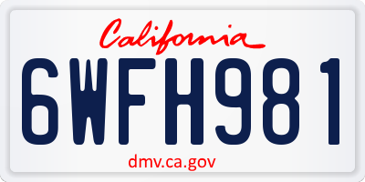 CA license plate 6WFH981