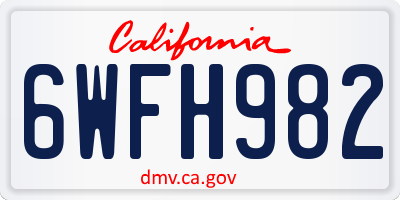 CA license plate 6WFH982