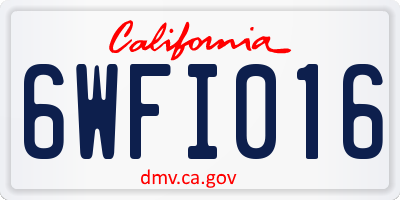 CA license plate 6WFI016