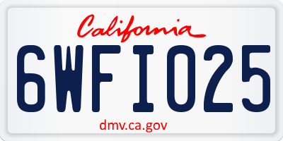 CA license plate 6WFI025