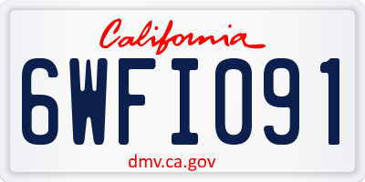 CA license plate 6WFI091