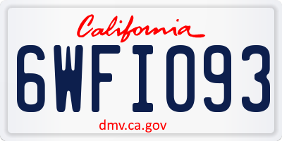 CA license plate 6WFI093