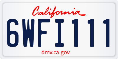 CA license plate 6WFI111