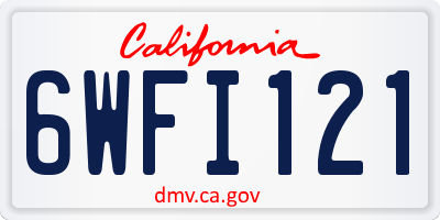 CA license plate 6WFI121