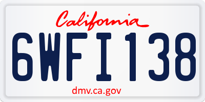 CA license plate 6WFI138