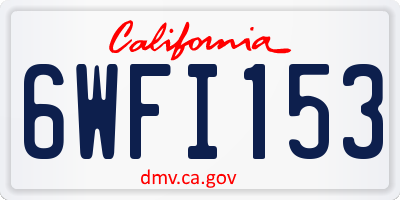 CA license plate 6WFI153