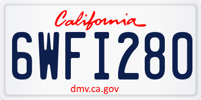 CA license plate 6WFI280