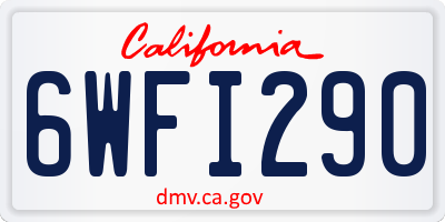 CA license plate 6WFI290
