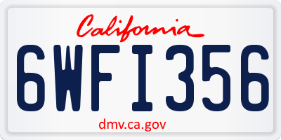 CA license plate 6WFI356
