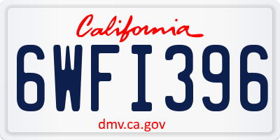 CA license plate 6WFI396