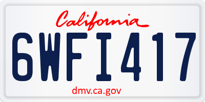 CA license plate 6WFI417