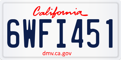CA license plate 6WFI451