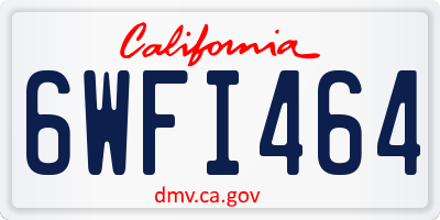 CA license plate 6WFI464