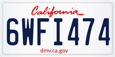 CA license plate 6WFI474