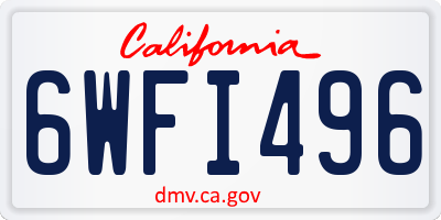 CA license plate 6WFI496