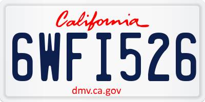 CA license plate 6WFI526
