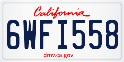 CA license plate 6WFI558