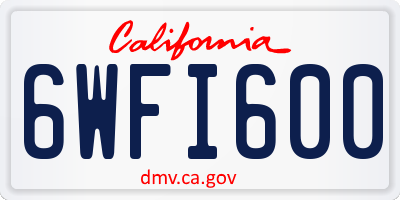 CA license plate 6WFI600