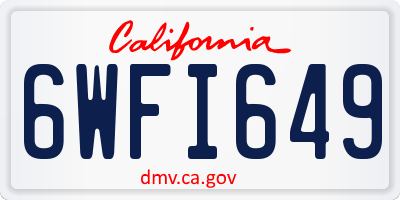 CA license plate 6WFI649