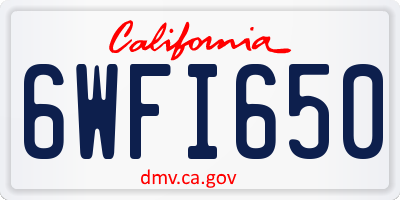 CA license plate 6WFI650