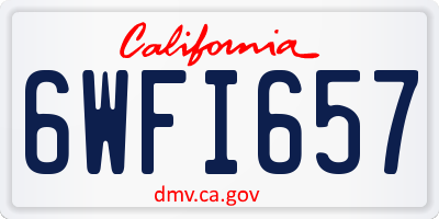 CA license plate 6WFI657