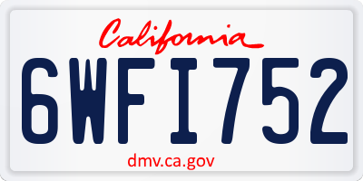 CA license plate 6WFI752