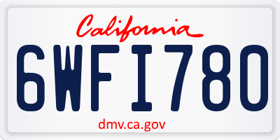 CA license plate 6WFI780