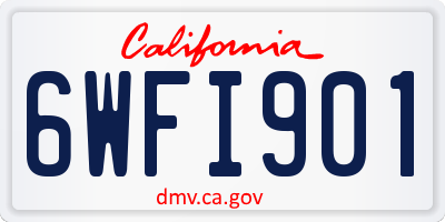 CA license plate 6WFI901