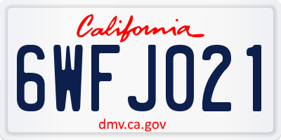 CA license plate 6WFJ021