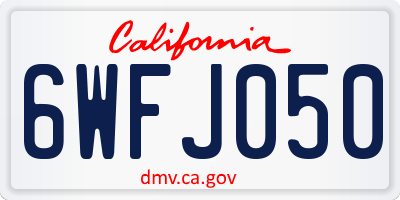 CA license plate 6WFJ050